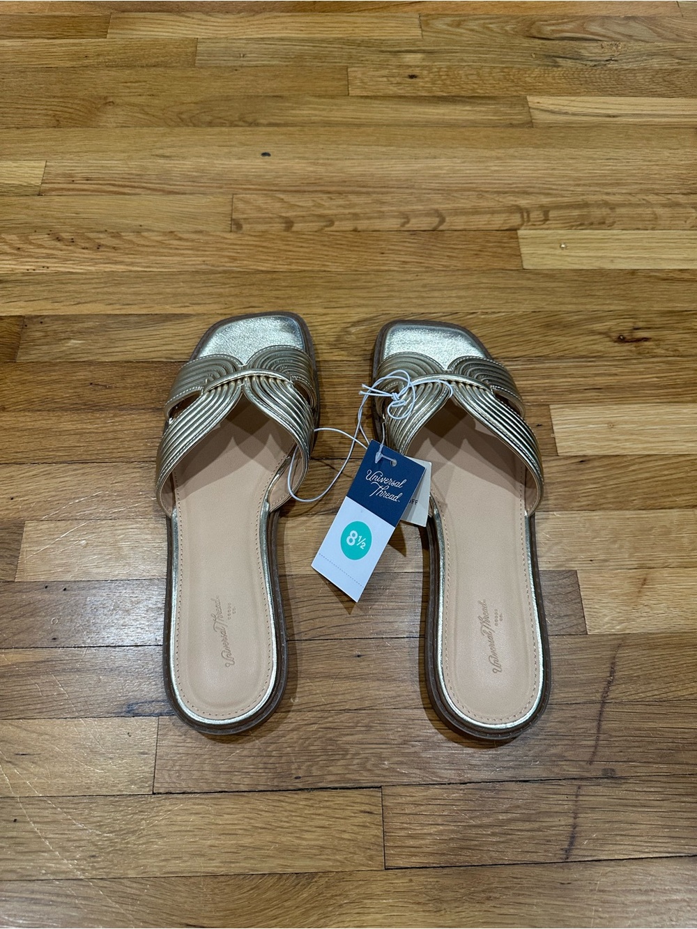 Universal Thread Gold Metallic Slide Sandals - Picture 5 of 9
